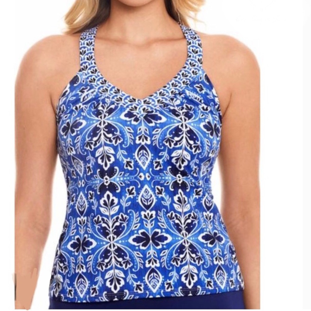 2-PIECE St. John’s Bay Trimshaper Tankini Swim Suit Set - Blue - Sz 14 👙⛱